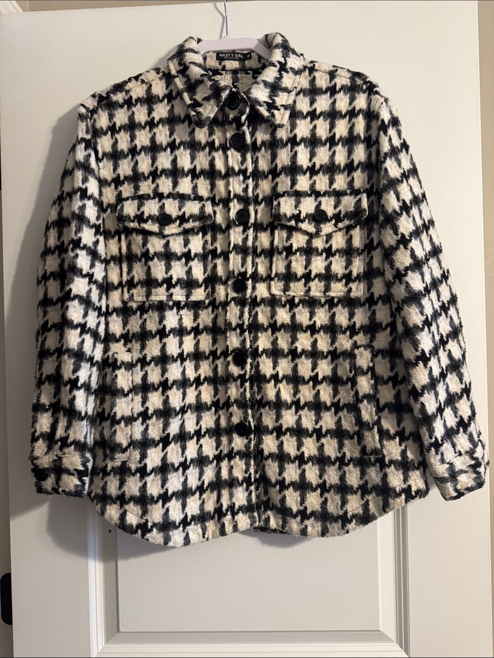 Nasty Gal Black & White Houndstooth Shacket